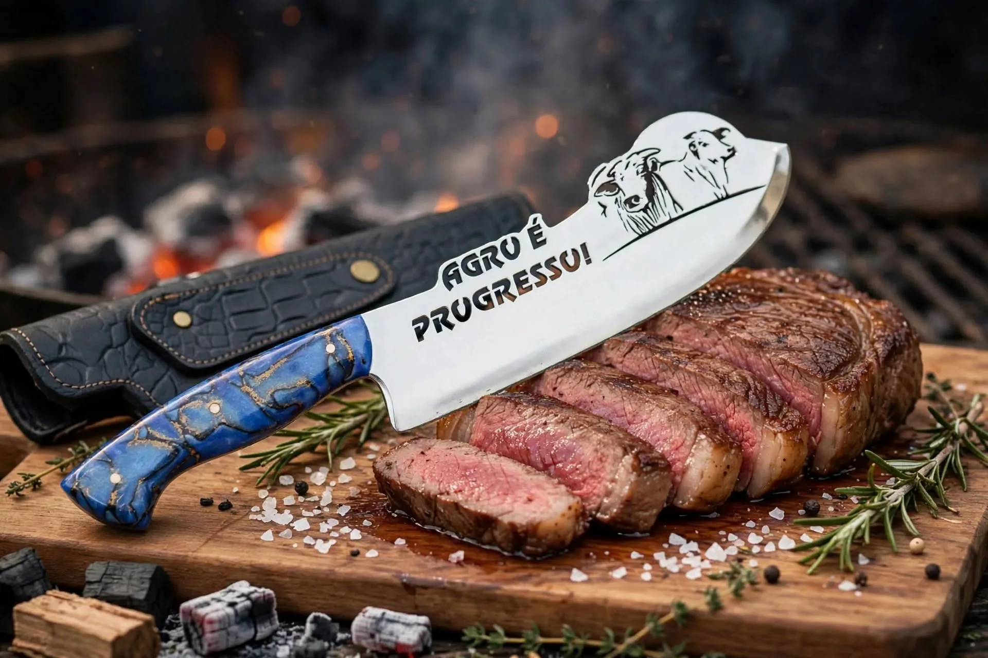 Foto de Cutelo Personalizado - Agro é Progresso, peça artesanal PB Facas