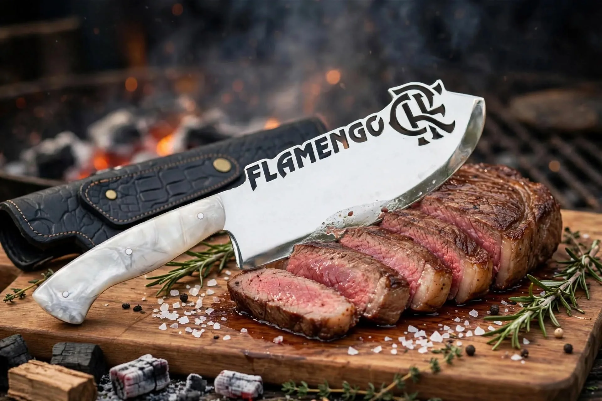 Foto de Cutelo Personalizado Flamengo, peça artesanal PB Facas