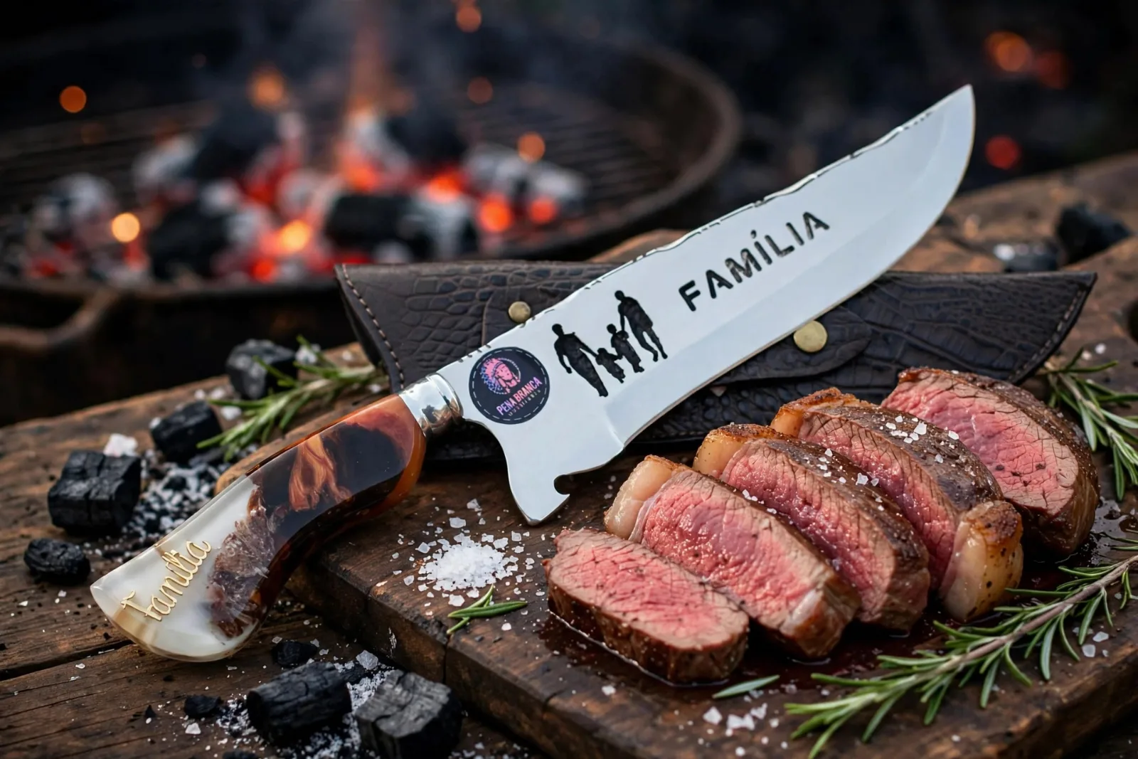 Faca para churrasco personalizada com o tema de Família