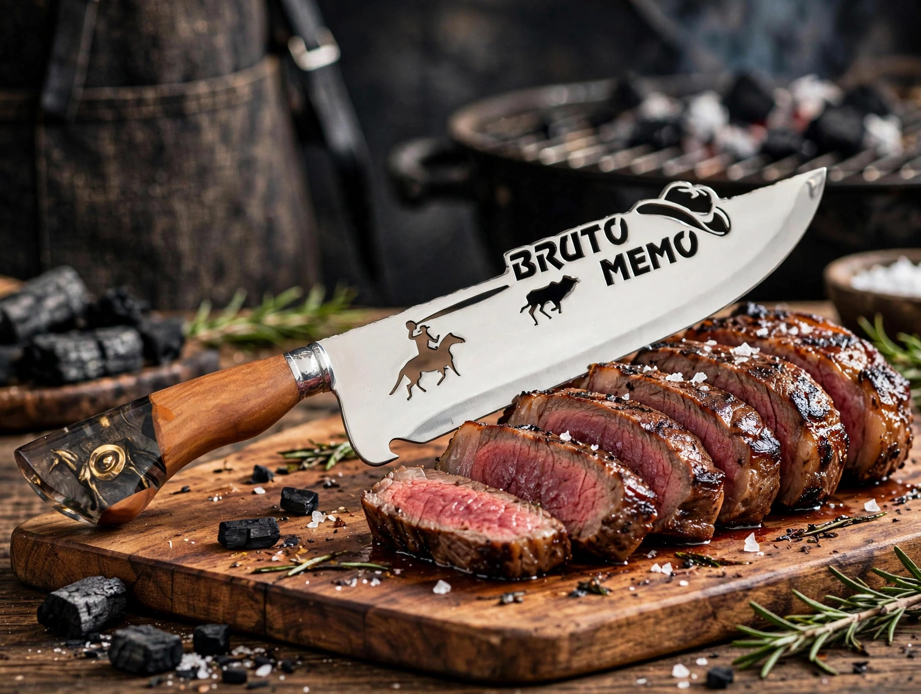 Faca para churrasco personalizada com o tema do Bruto Memo