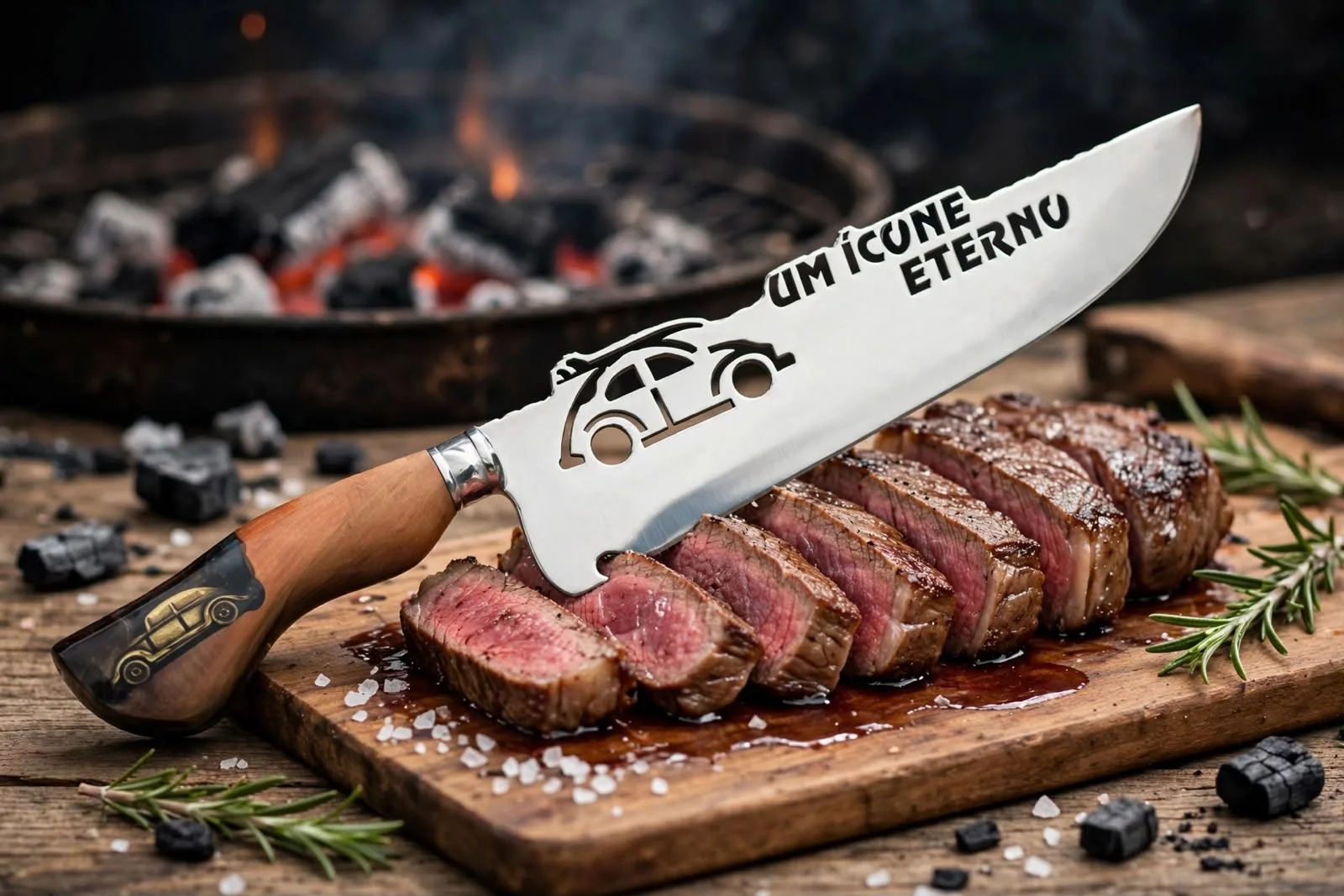 Faca para churrasco personalizada com o tema do Fusca