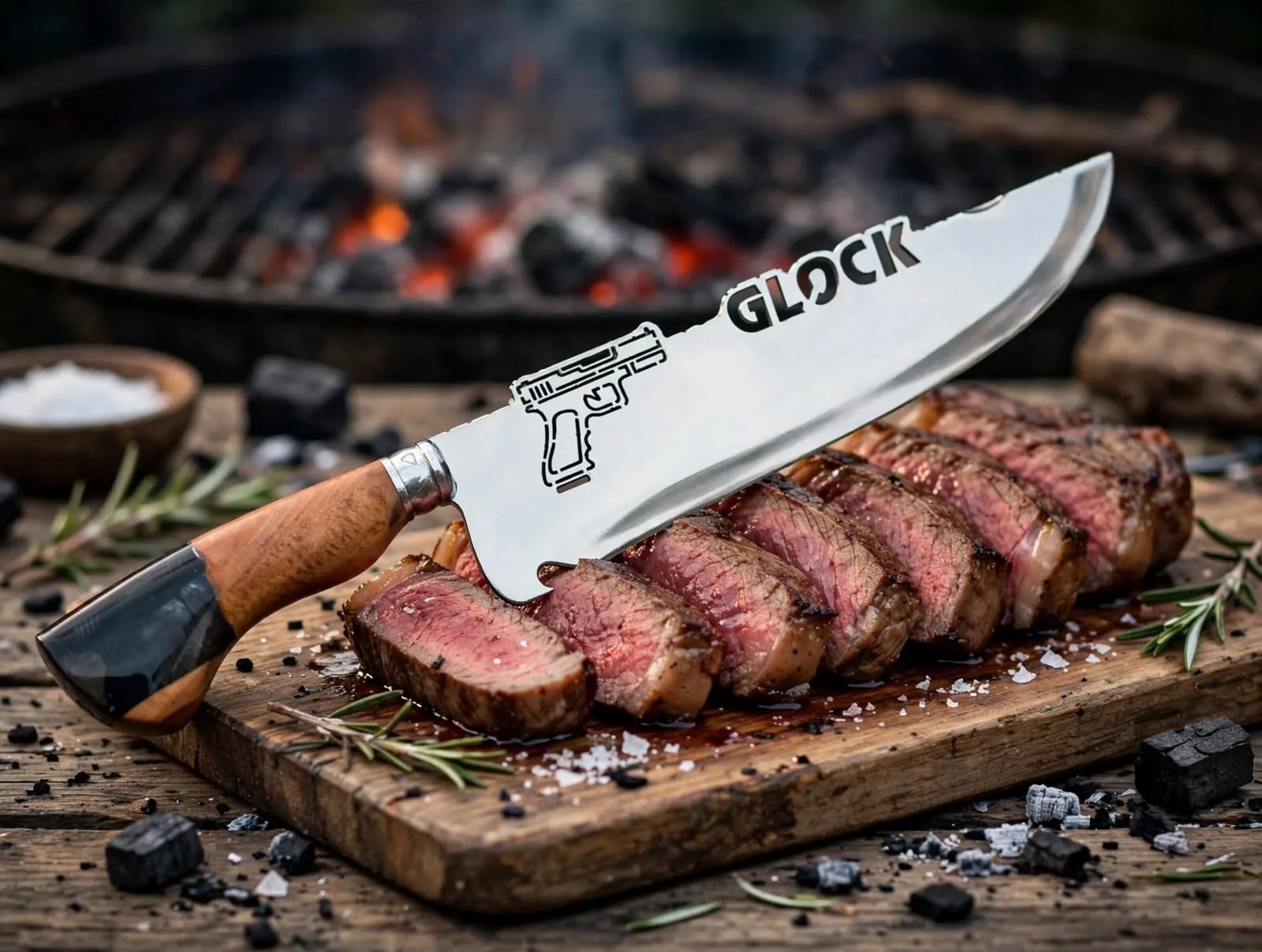 Faca para churrasco personalizada com o tema da Glock