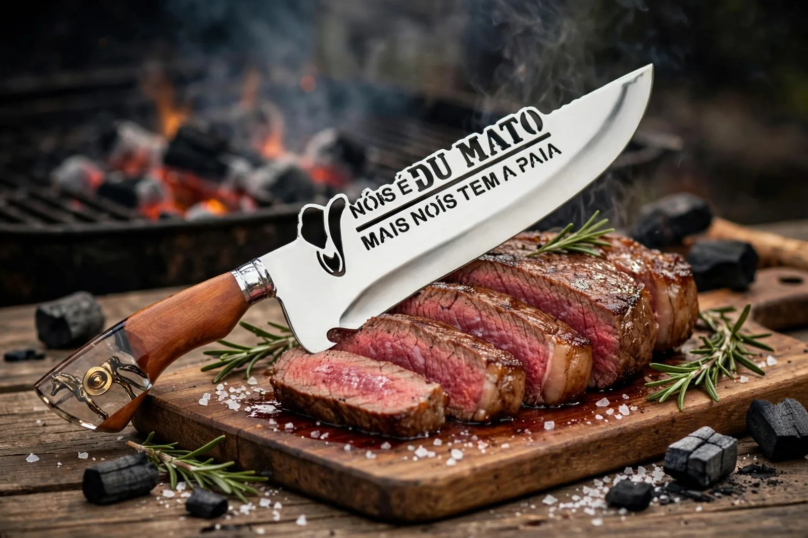 Faca para churrasco personalizada com o tema de Nóis é do Mato Mas Nóis Tem a Páia