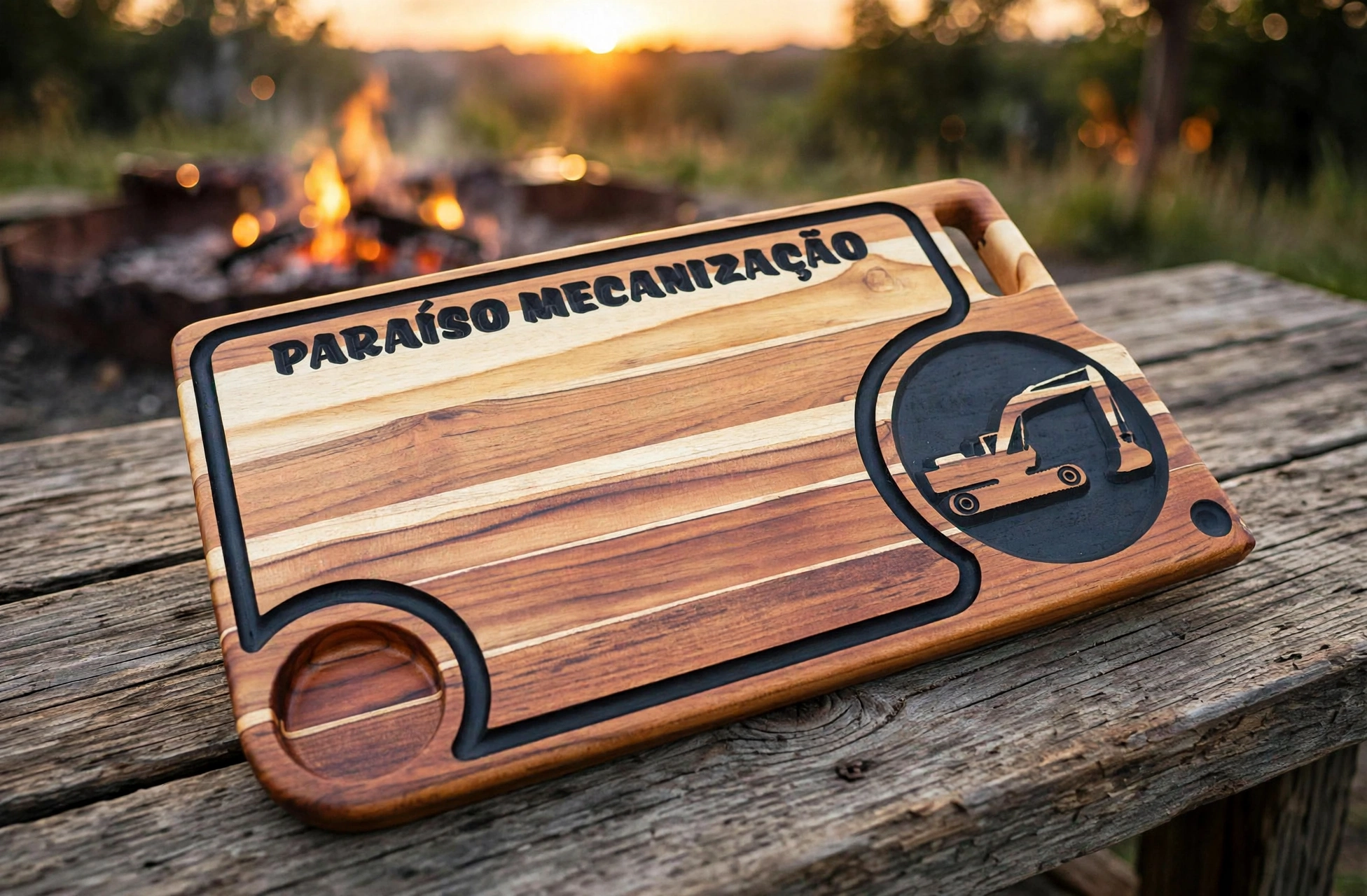 Foto de Tábua Personalizada - Escavadeira, peça artesanal PB Facas
