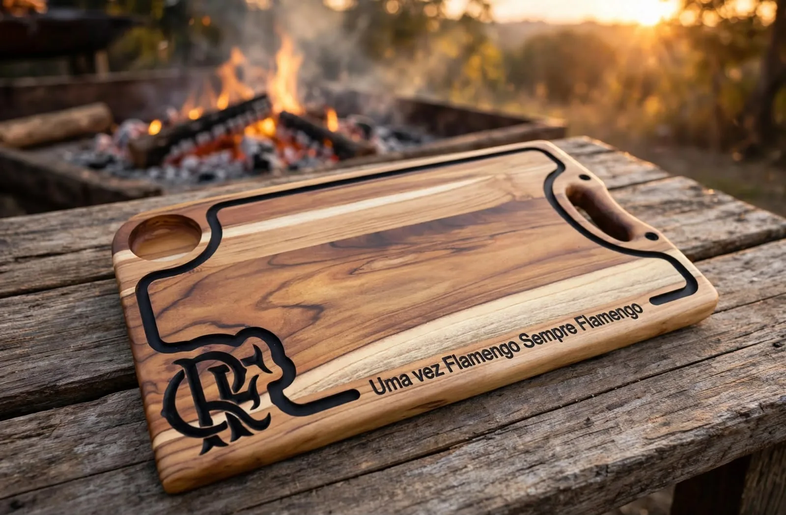 Tábua Personalizada para churrasco com logo do Time Flamengo
