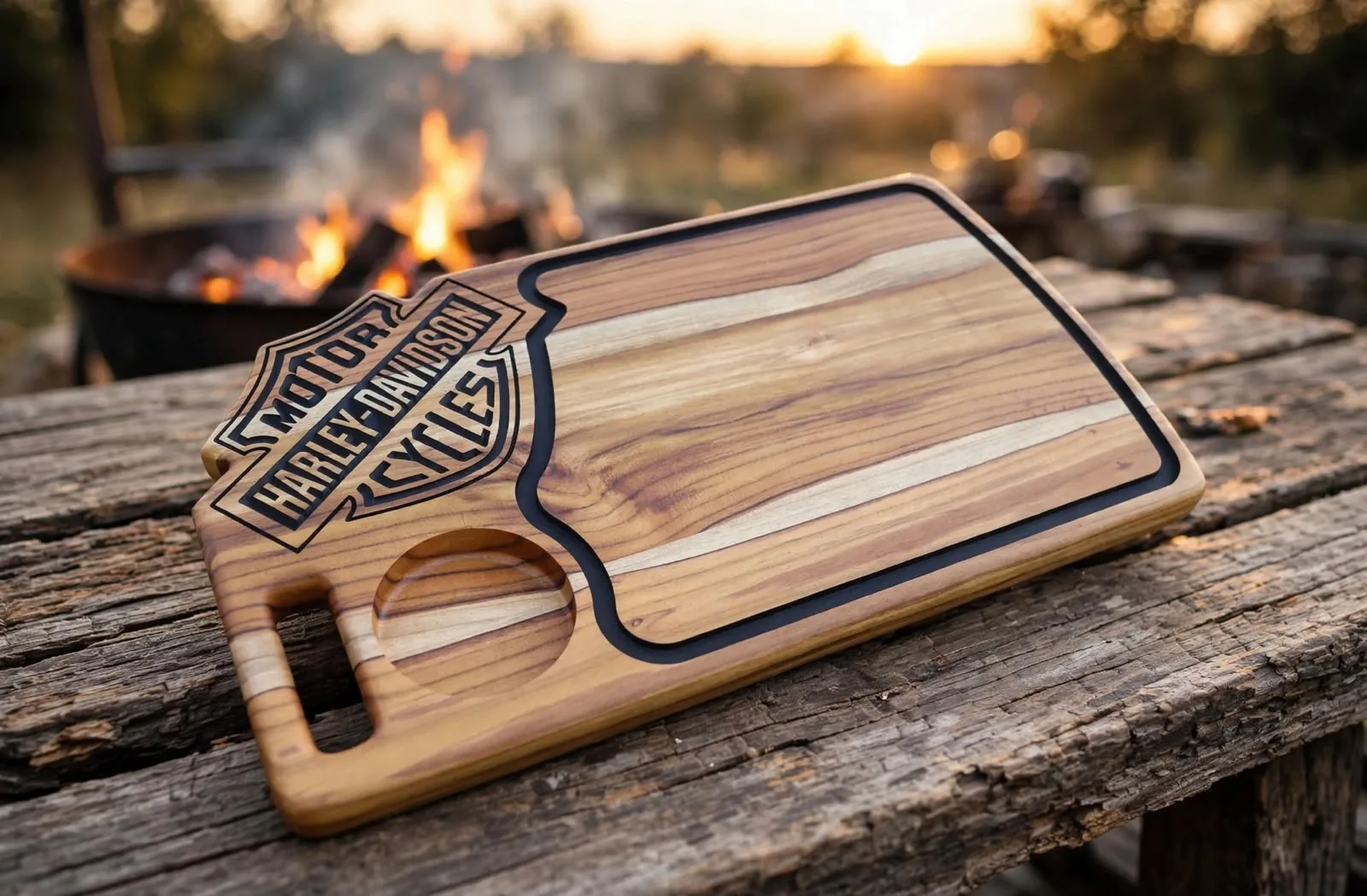 Tábua Personalizada para churrasco com logo da Harley