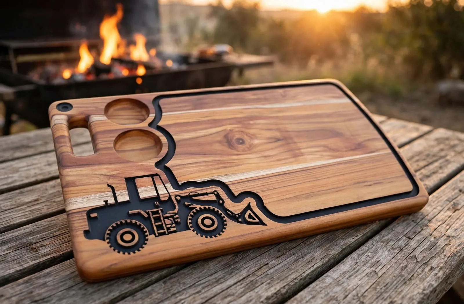 Tábua Personalizada para churrasco com logo da Escavadeira