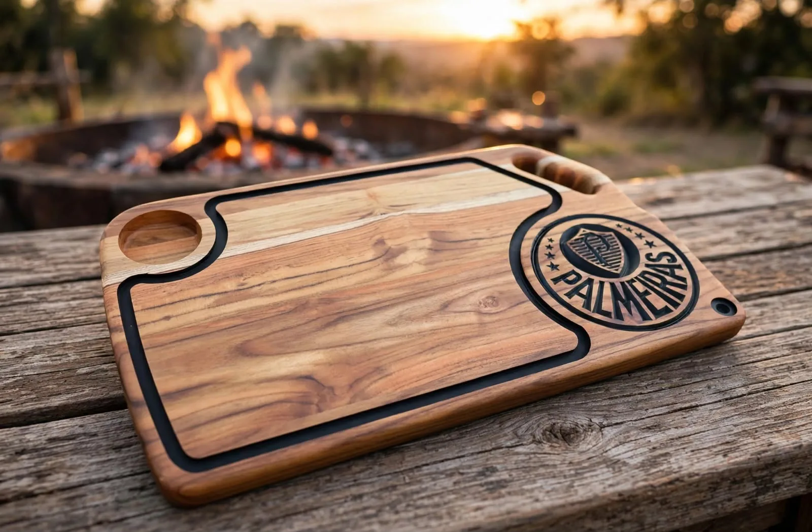 Tábua Personalizada para churrasco com logo do Time Palmeiras - Sociedade Esportiva Palmeiras